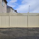 Cream Metal Fence with Contemporary Trellis