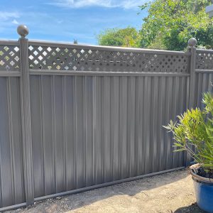 ColourFence Grey with Trellis and Ball Caps